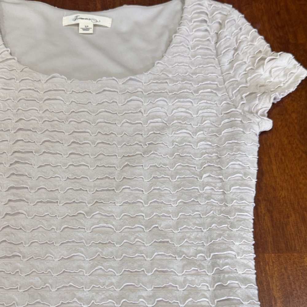 Forever 21 Ruffled Textured Cream Dress - Picture 4 of 5